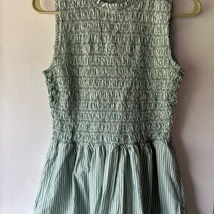 Loft striped poplin smocked midi pocket dress